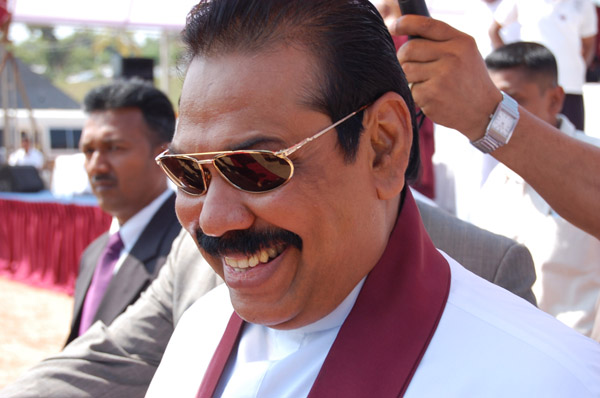 Mohinda Rajapaksa at election rally at Homagama, Sri Lanka.