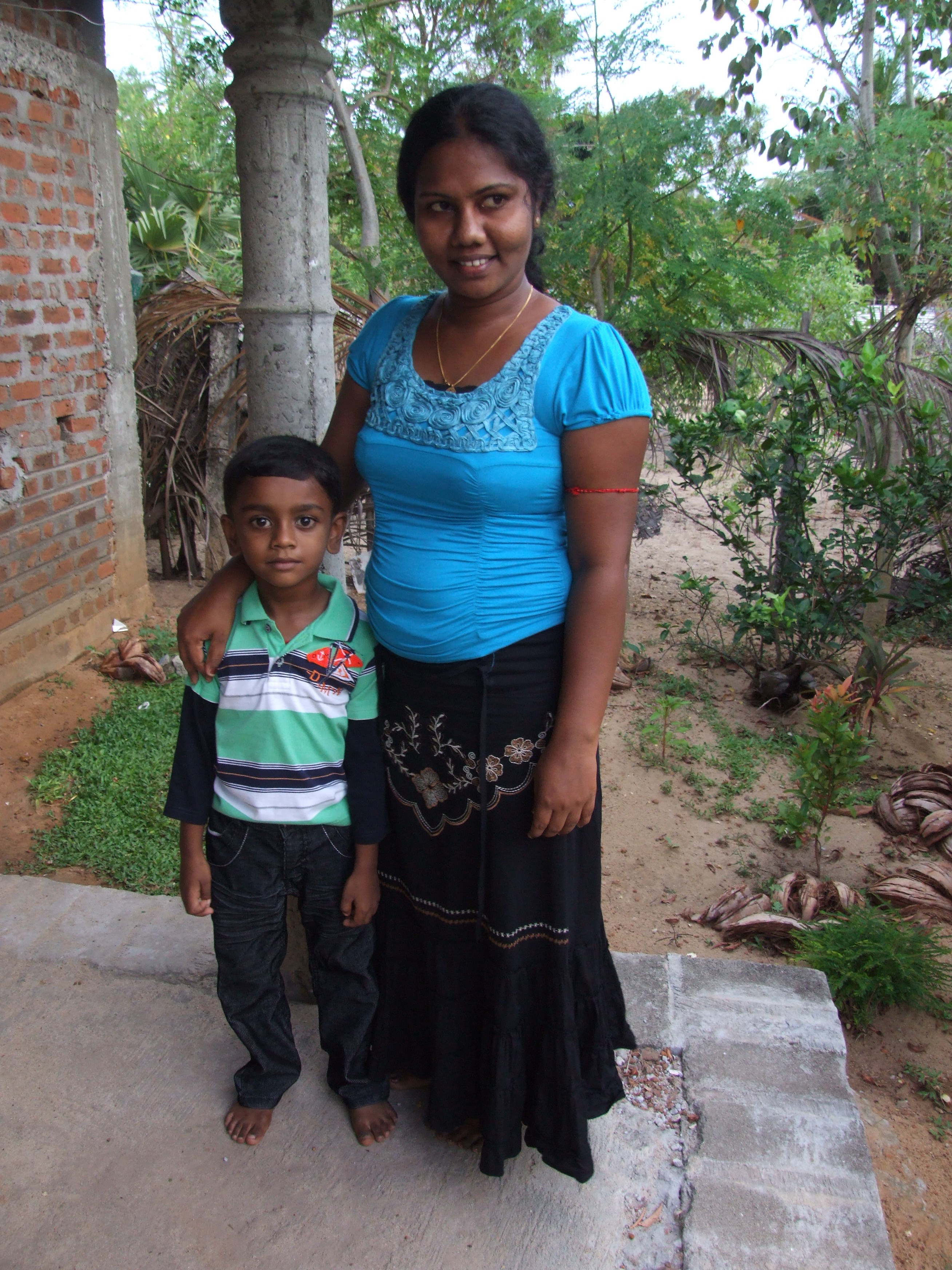 Abhilash Jeyaraj with his mother Junita Jeyaraj at their house in Kurukkalmadam, Batticaloa District